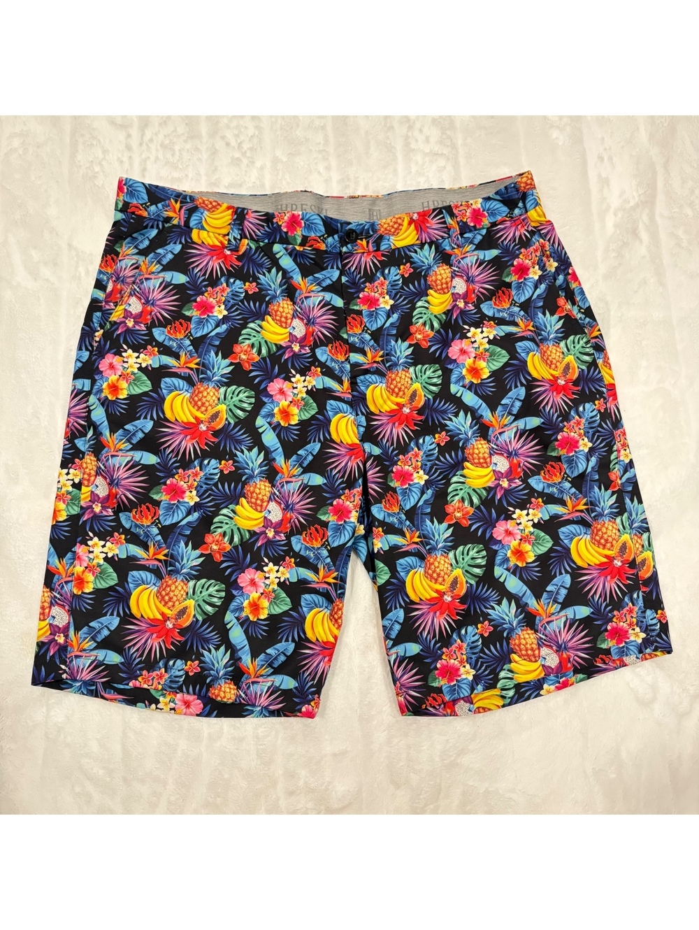 Hreski Golf Vibrant Tropical Crazy Print Men's Shorts Size 38 Comfortable